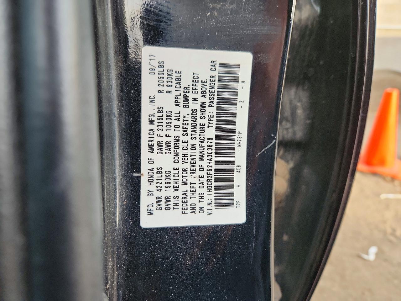 2017 HONDA ACCORD