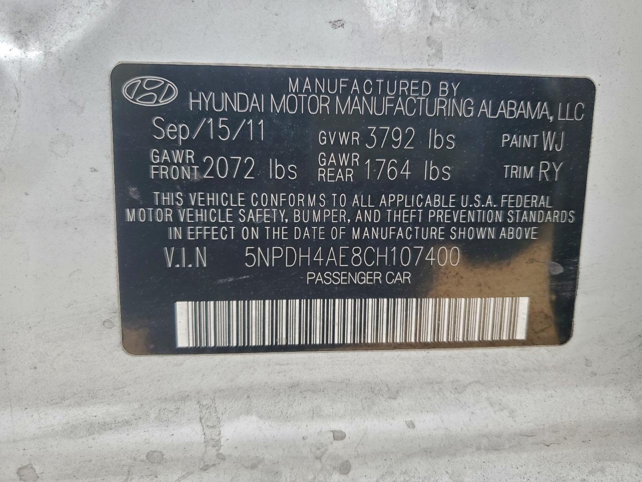 2012 HYUNDAI ELANTRA
