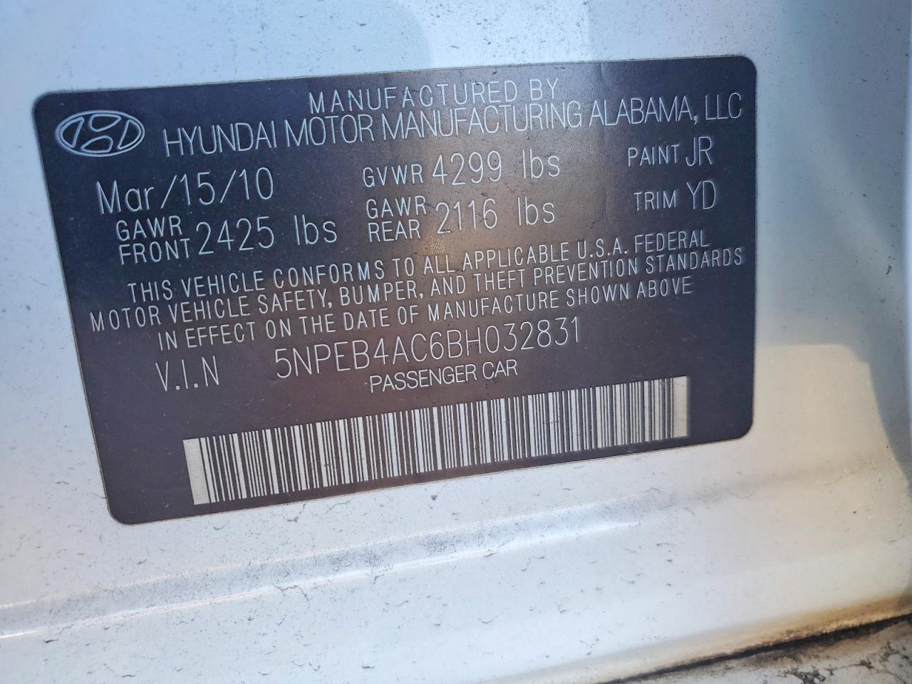 2011 HYUNDAI SONATA