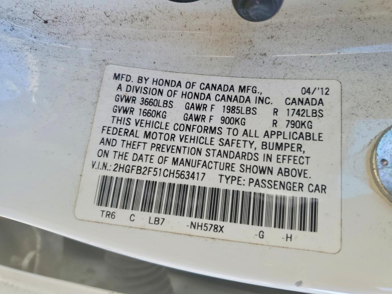 2012 HONDA CIVIC