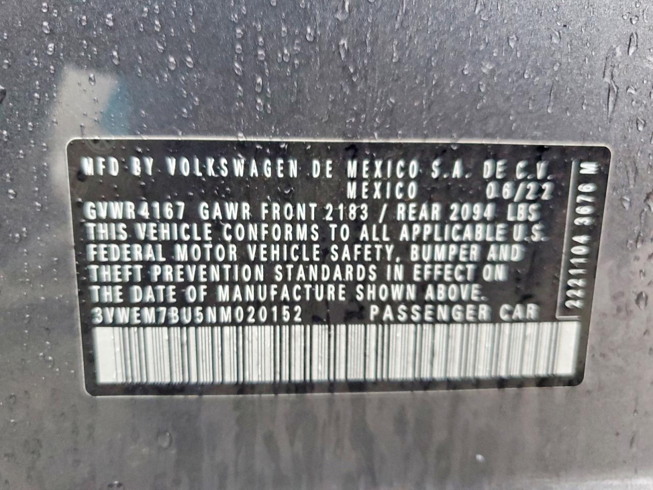 2022 VOLKSWAGEN JETTA