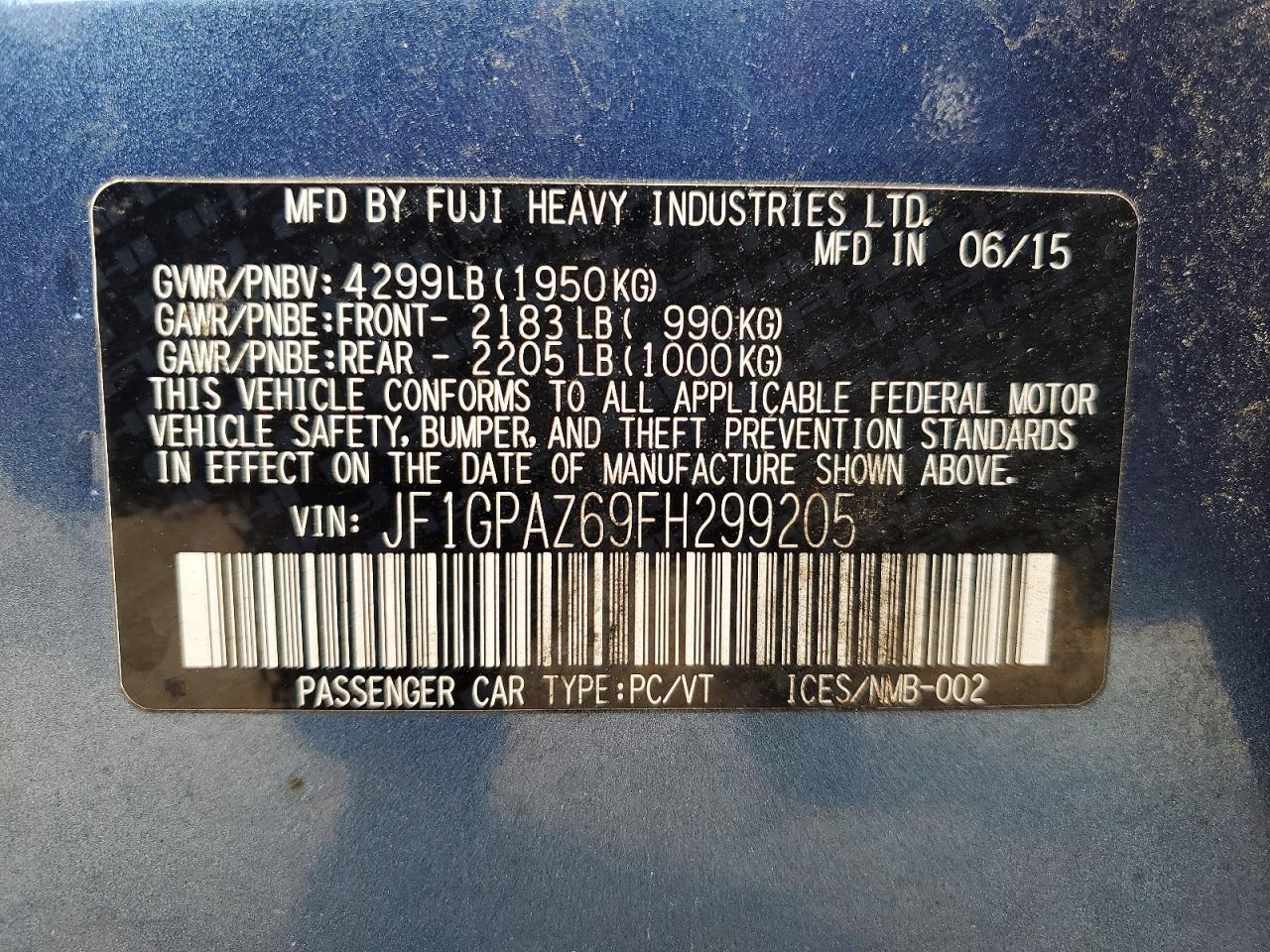 2015 SUBARU IMPREZA