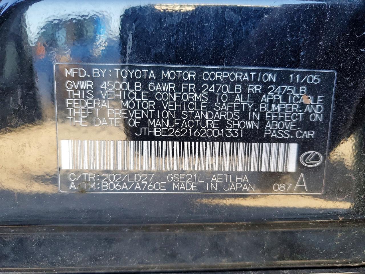 2006 LEXUS IS 350