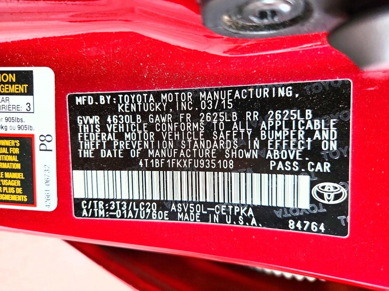2015 TOYOTA CAMRY