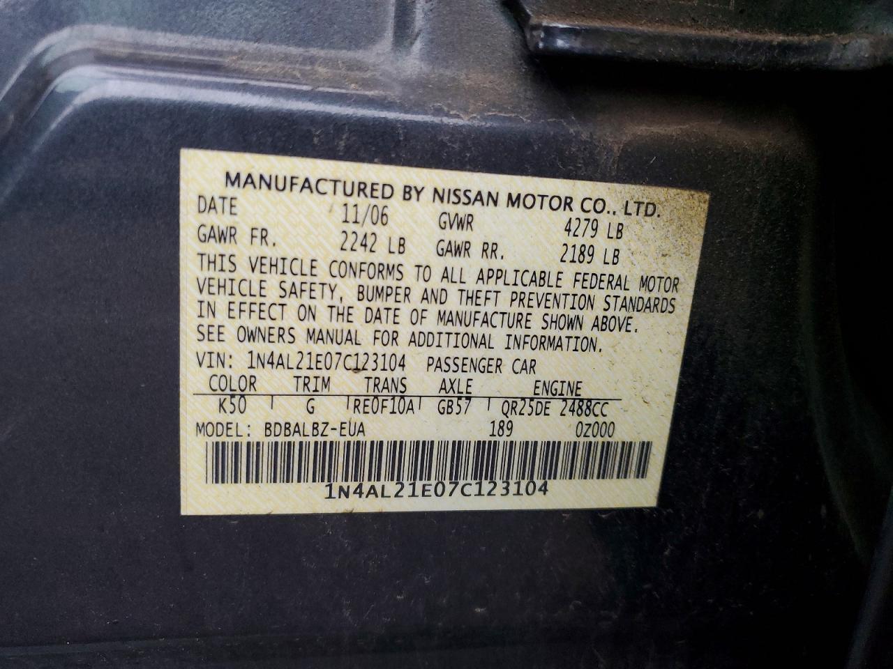 2007 NISSAN ALTIMA