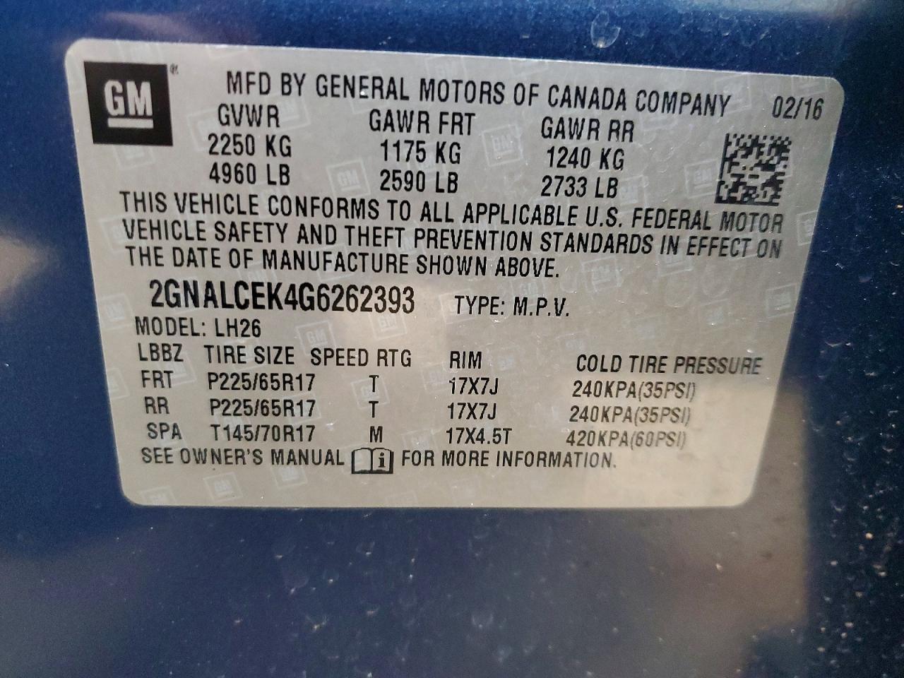 2016 CHEVROLET EQUINOX