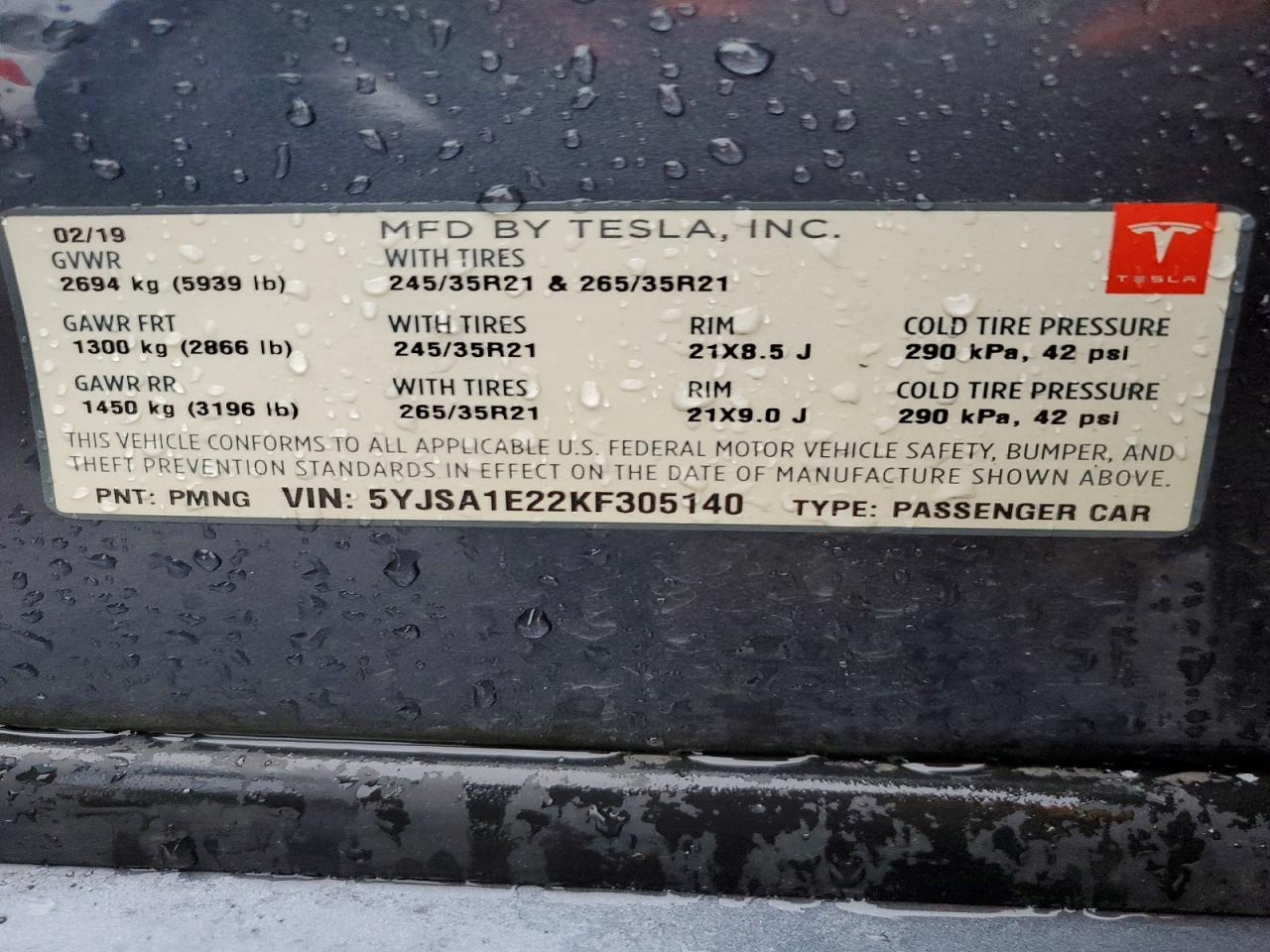 2019 TESLA MODEL S