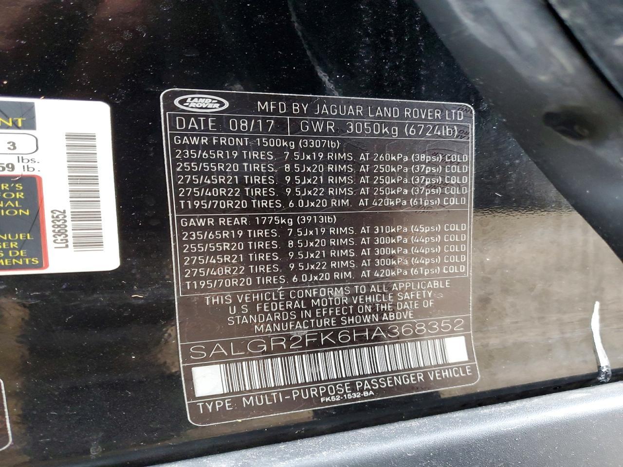 2017 LAND ROVER RANGE ROVER