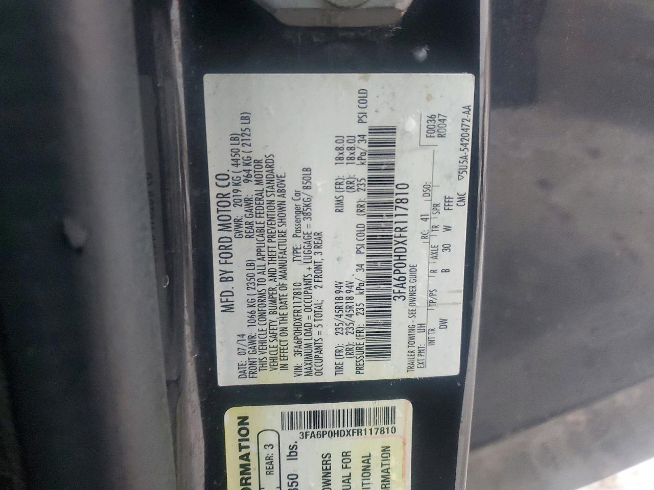 2015 FORD FUSION