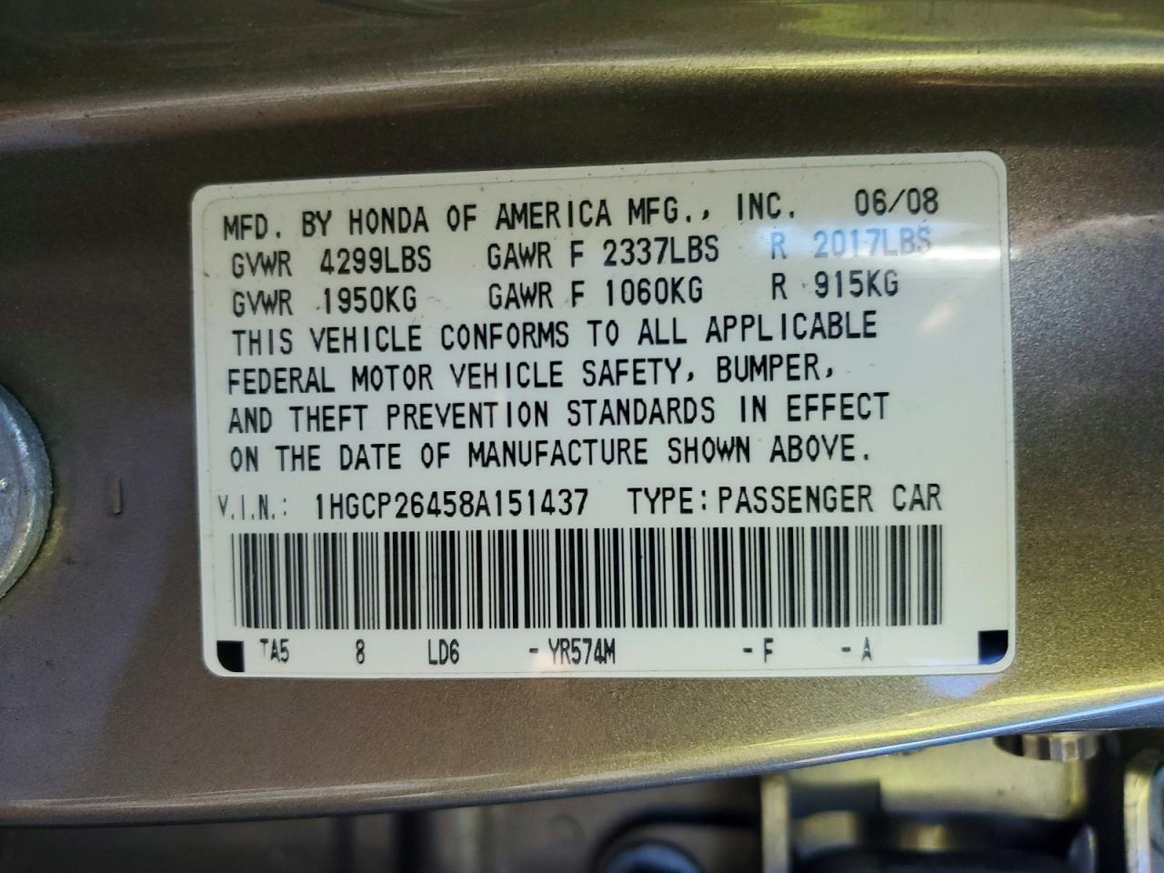 2008 HONDA ACCORD