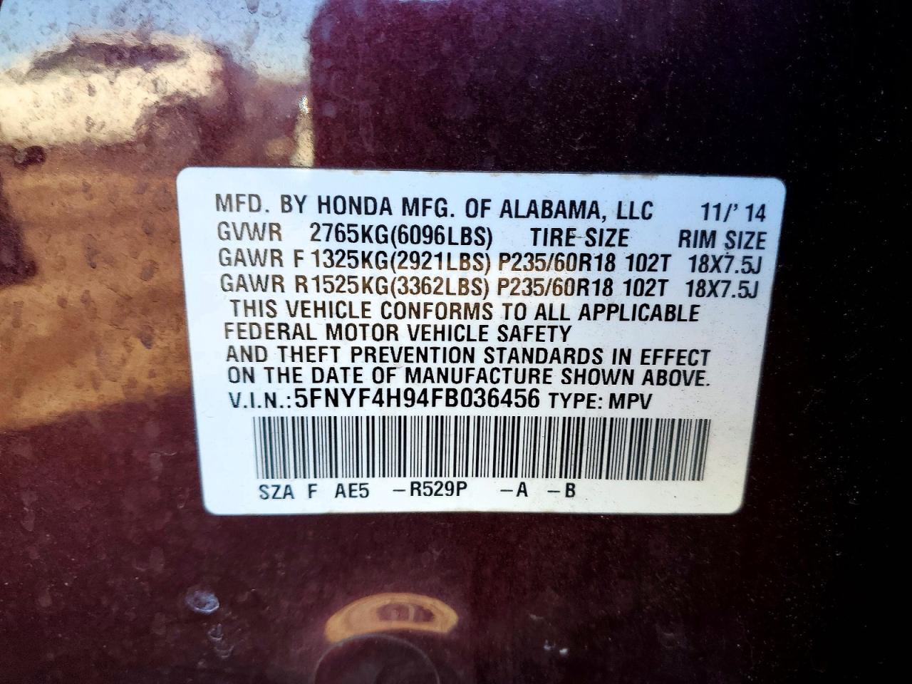 2015 HONDA PILOT