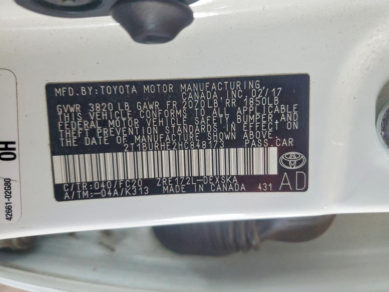2017 TOYOTA COROLLA