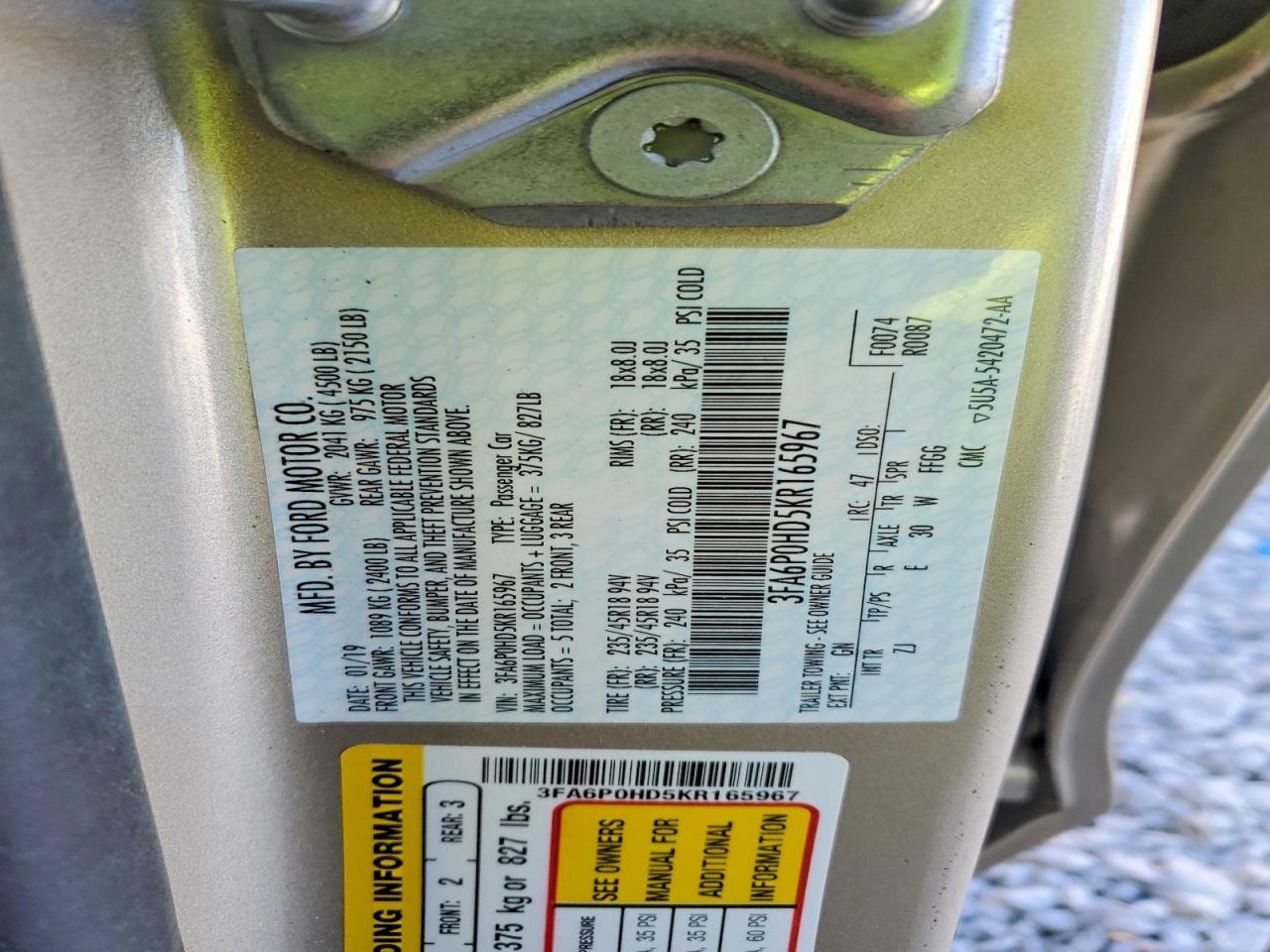 2019 FORD FUSION