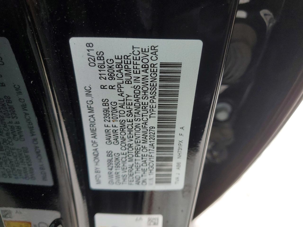 2018 HONDA ACCORD