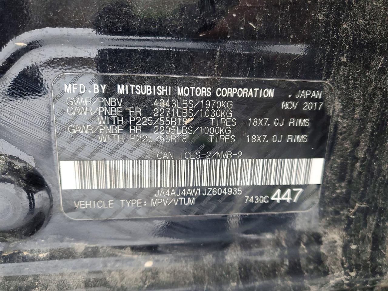 2018 MITSUBISHI RVR