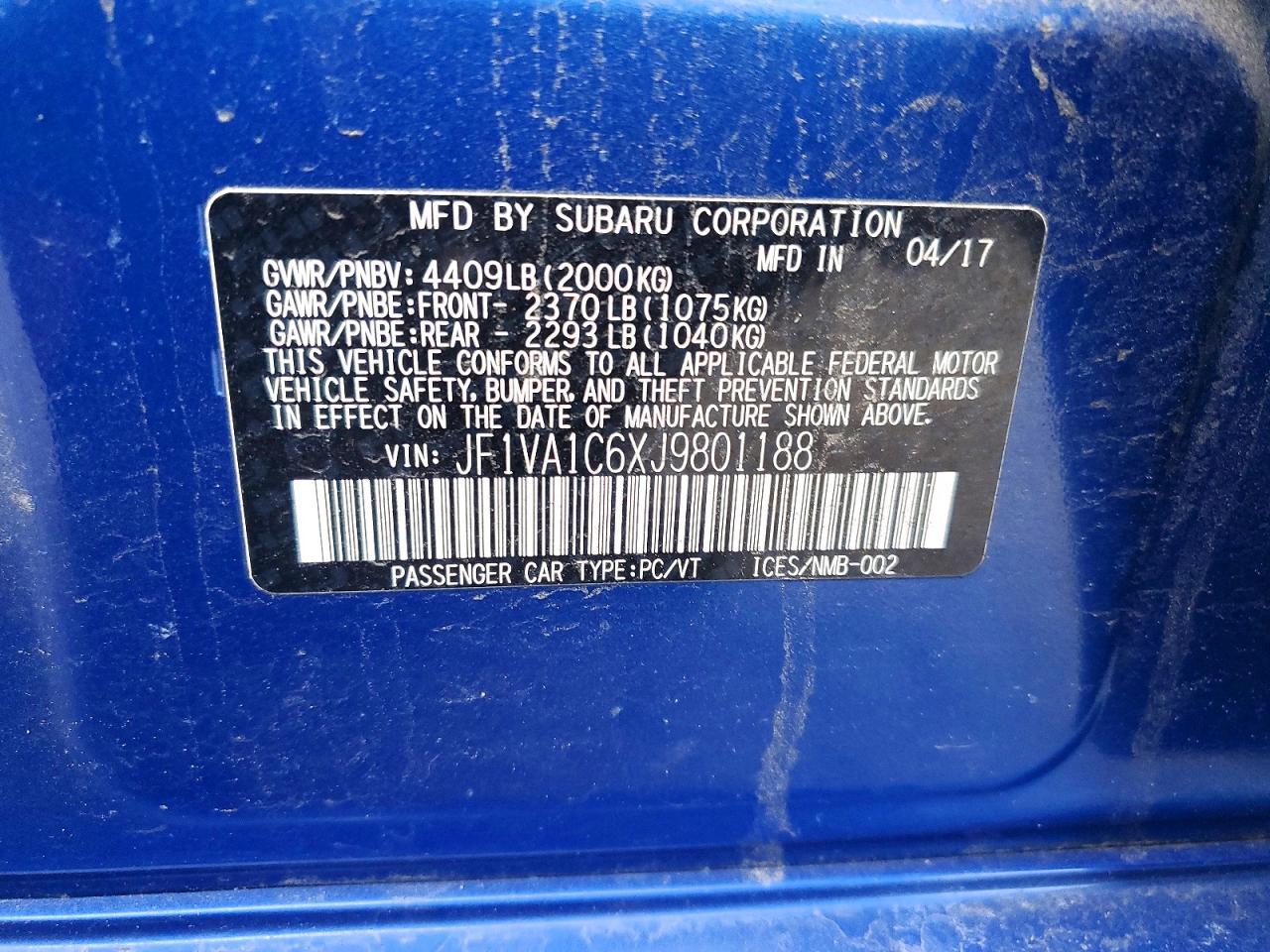 2018 SUBARU WRX