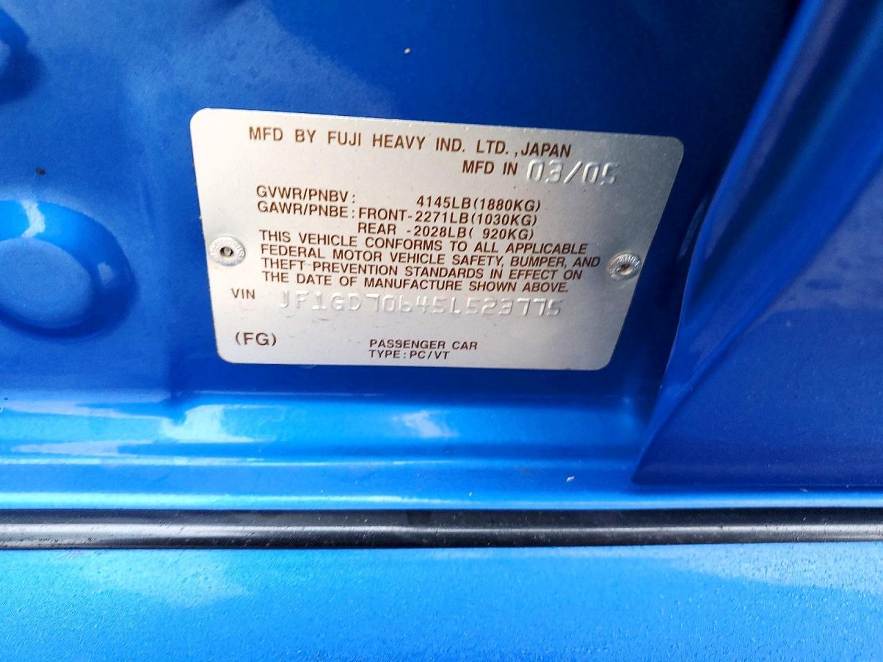 2005 SUBARU IMPREZA