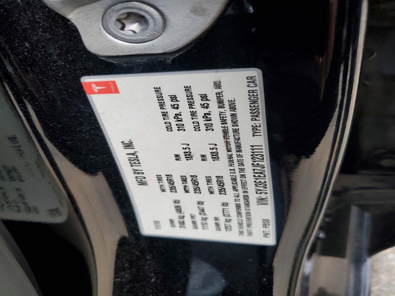 2018 TESLA MODEL 3