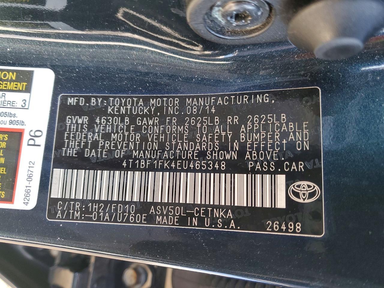 2014 TOYOTA CAMRY