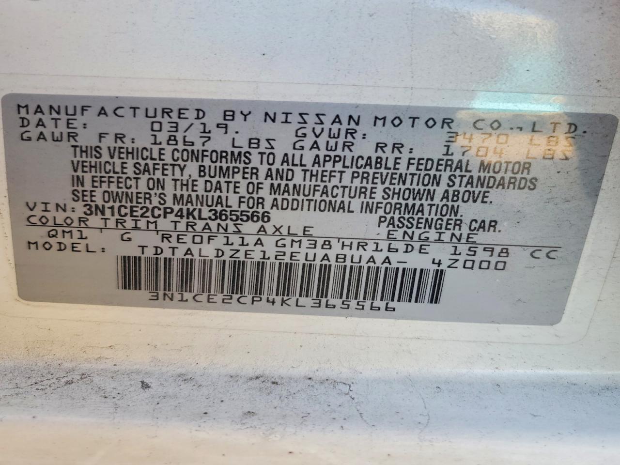 2019 NISSAN Versa Note