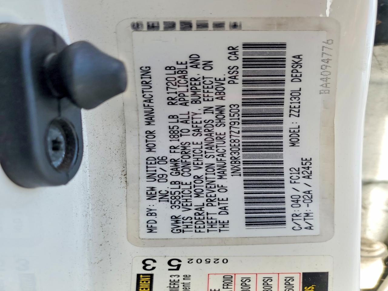 2007 TOYOTA COROLLA