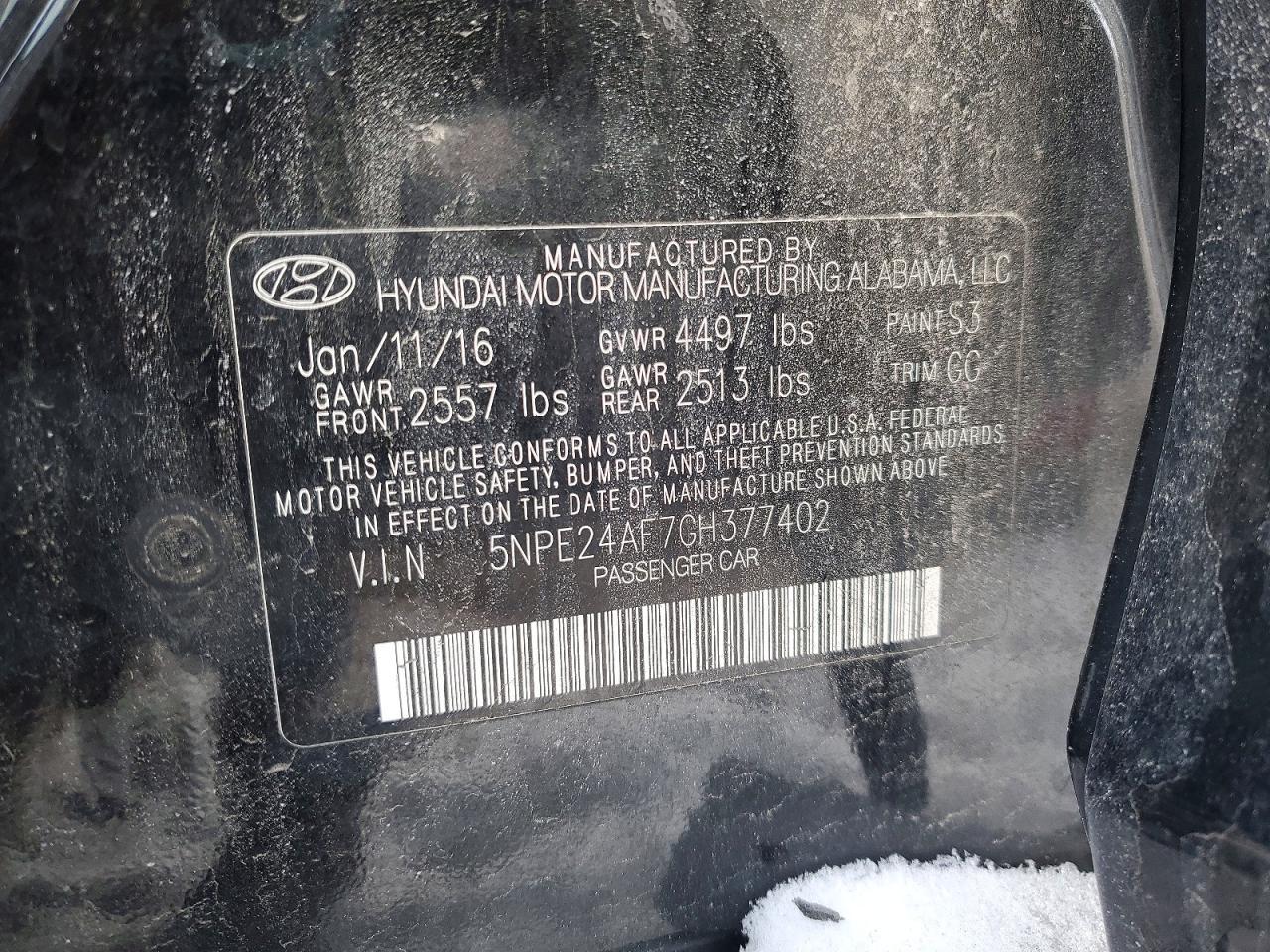 2016 HYUNDAI SONATA