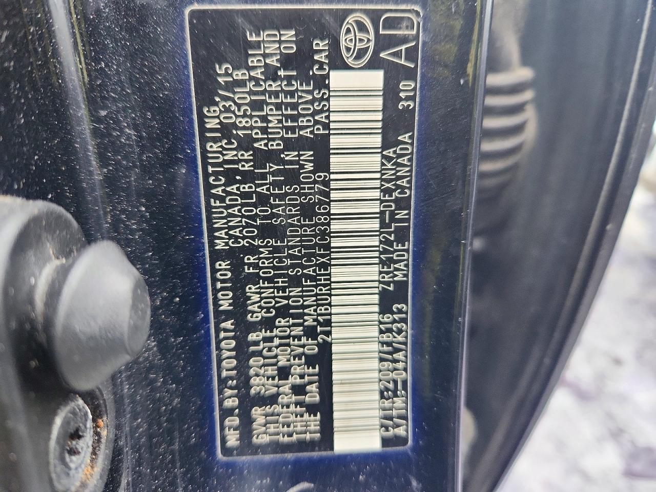 2015 TOYOTA COROLLA