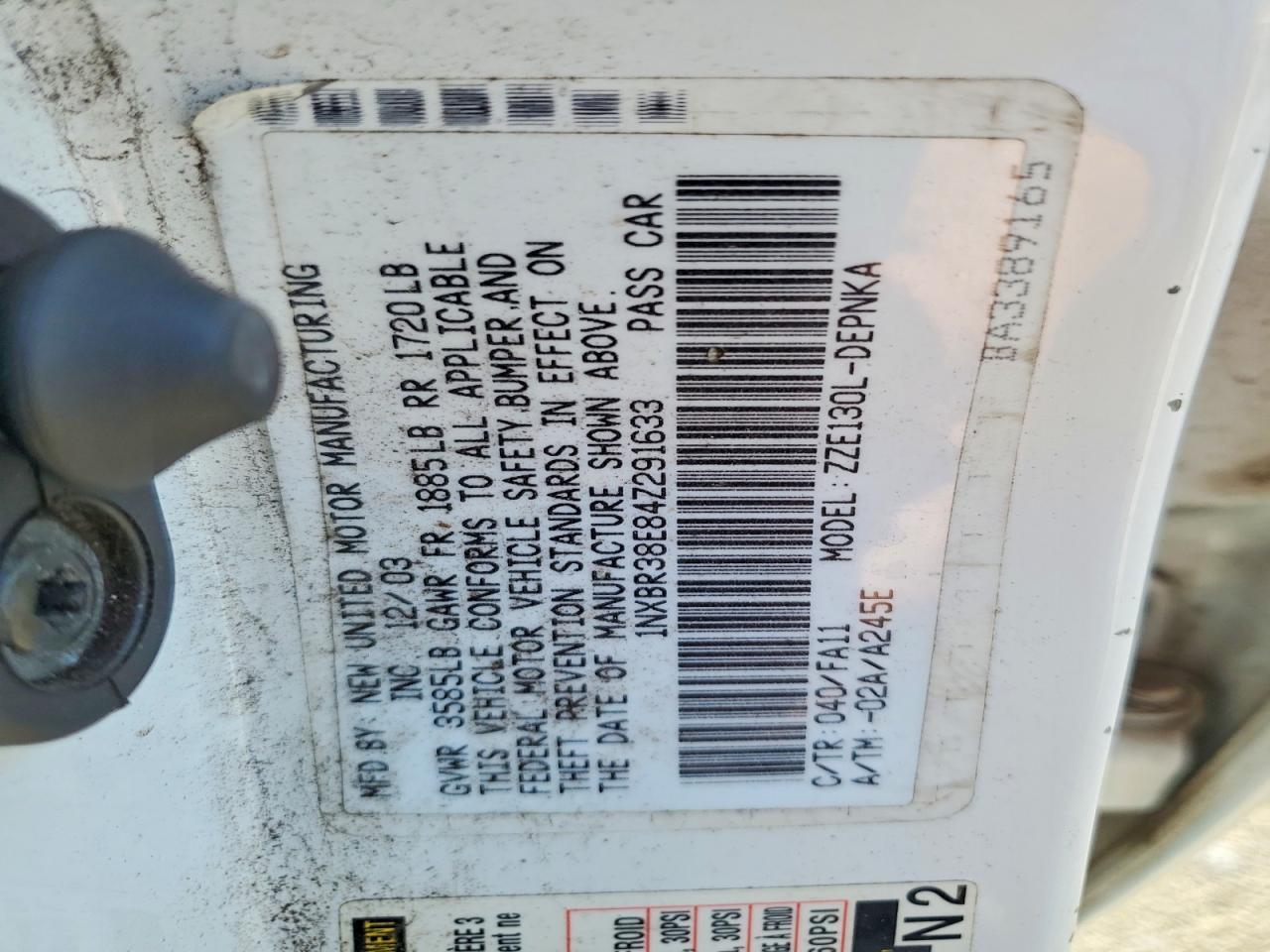 2004 TOYOTA COROLLA