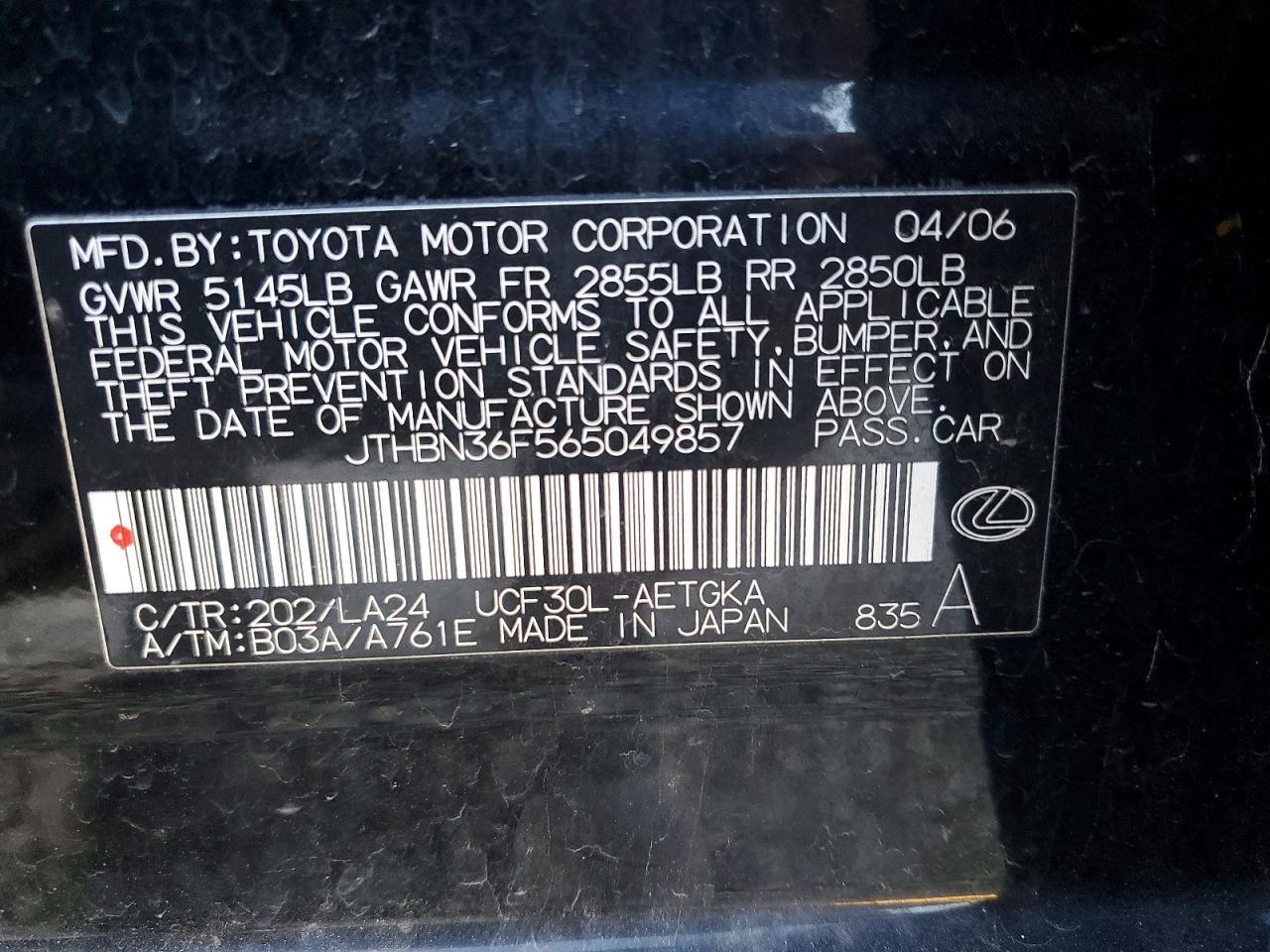 2006 LEXUS Ls 430
