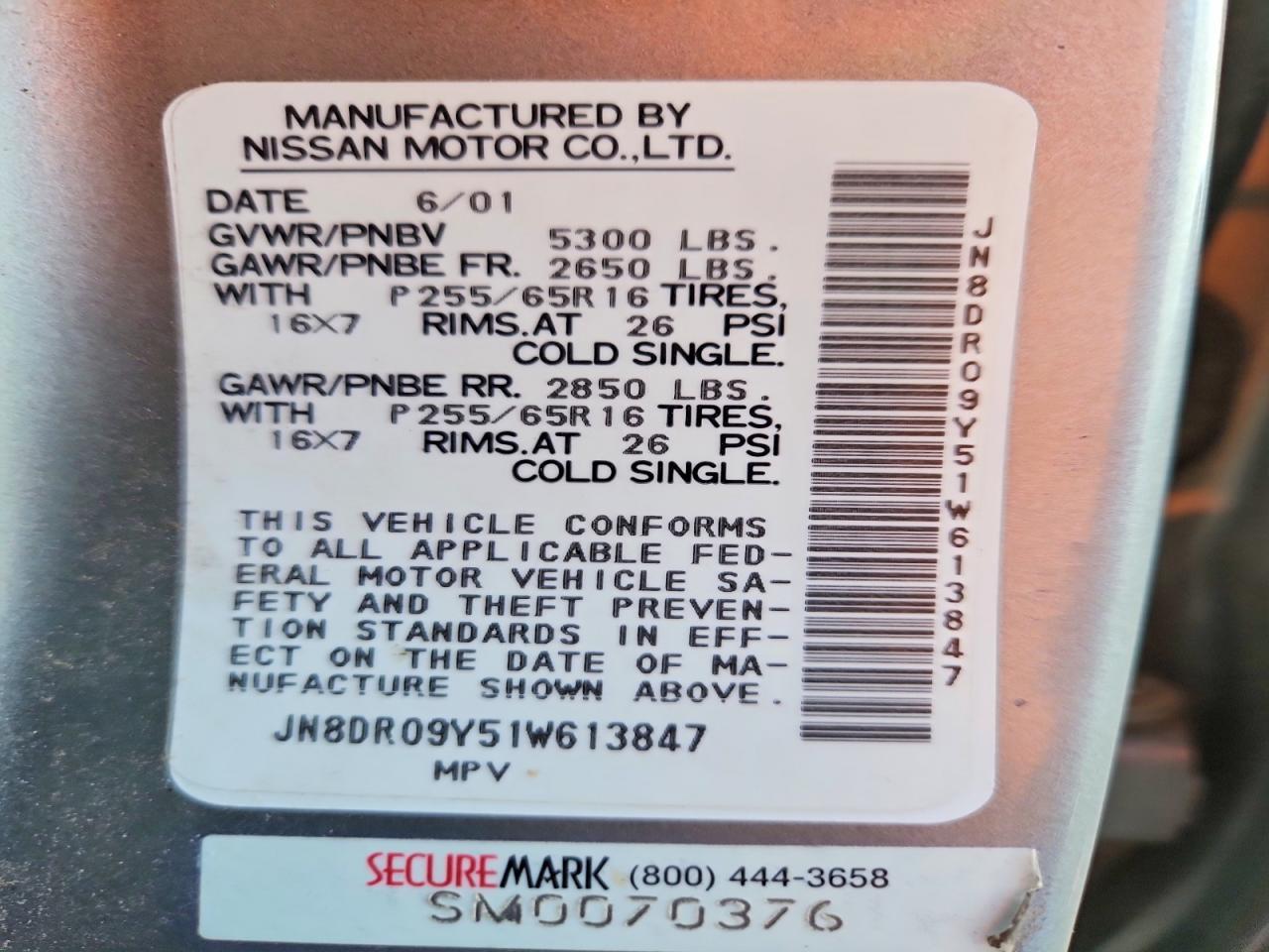 2001 NISSAN PATHFINDER