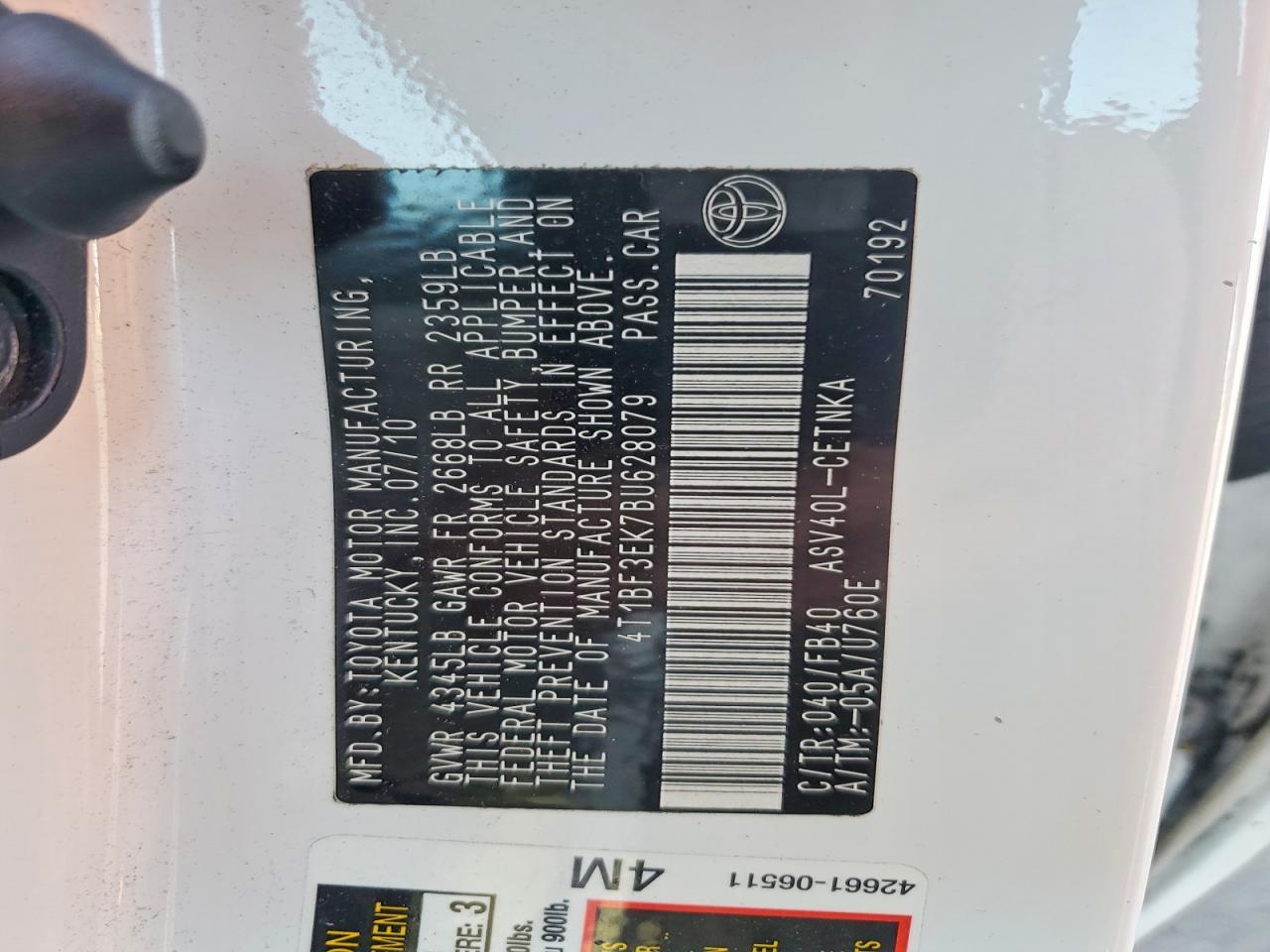 2011 TOYOTA CAMRY