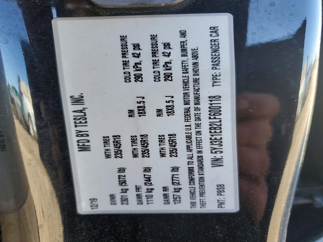 2020 TESLA MODEL 3