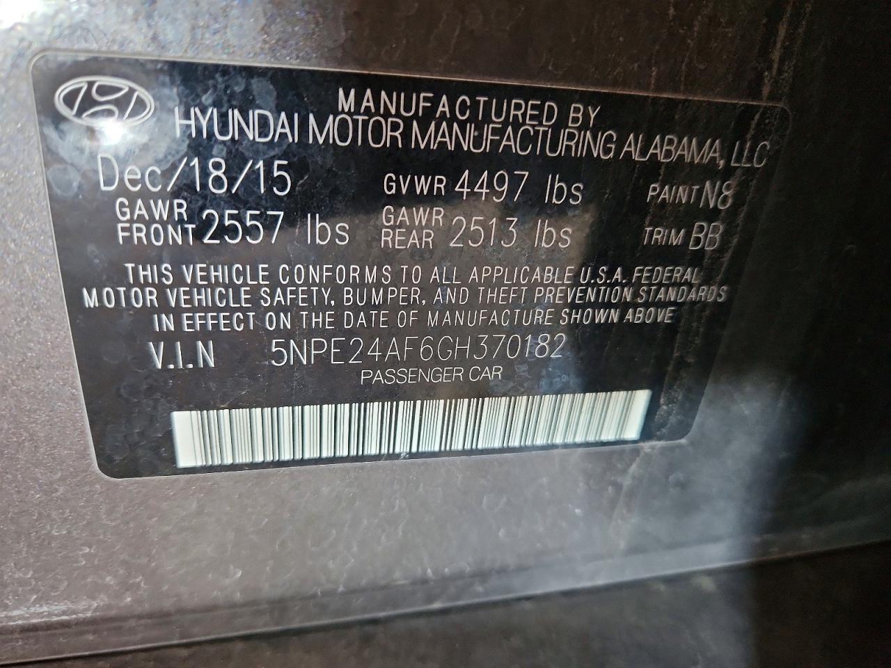 2016 HYUNDAI SONATA