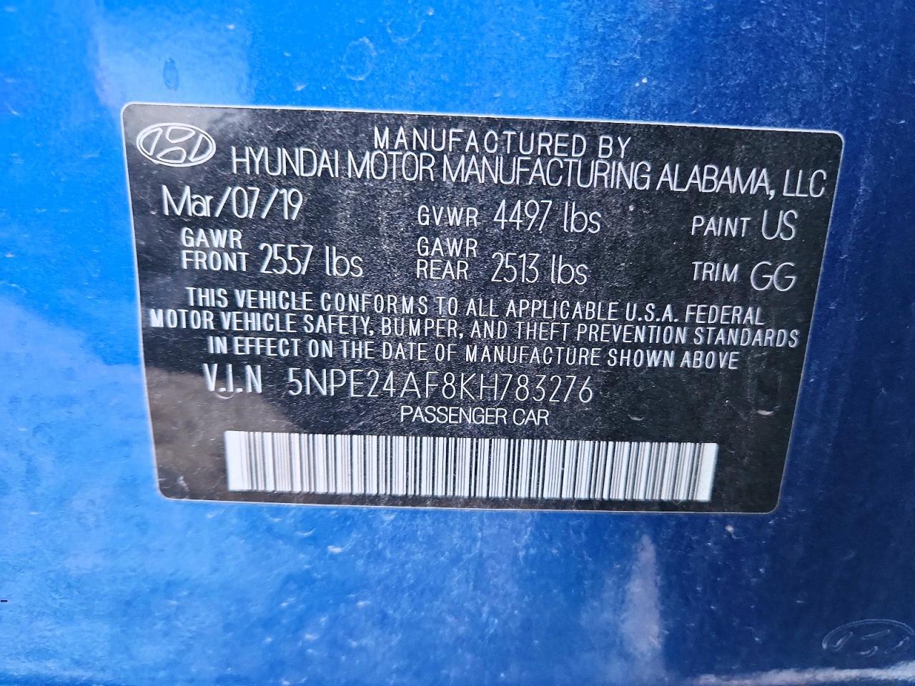 2019 HYUNDAI SONATA