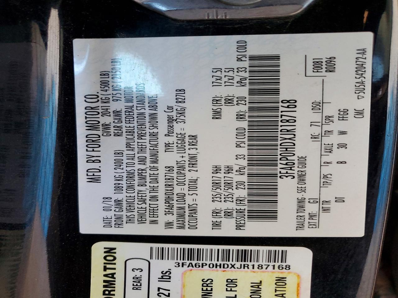 2018 FORD FUSION