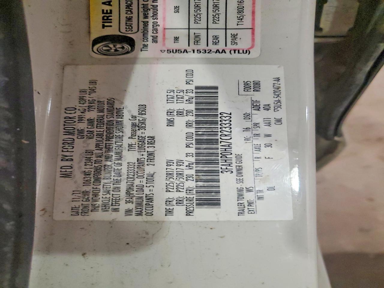 2012 FORD FUSION