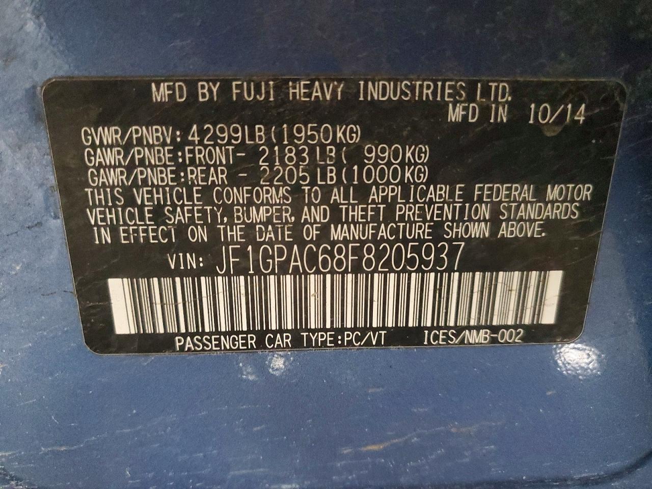 2015 SUBARU IMPREZA