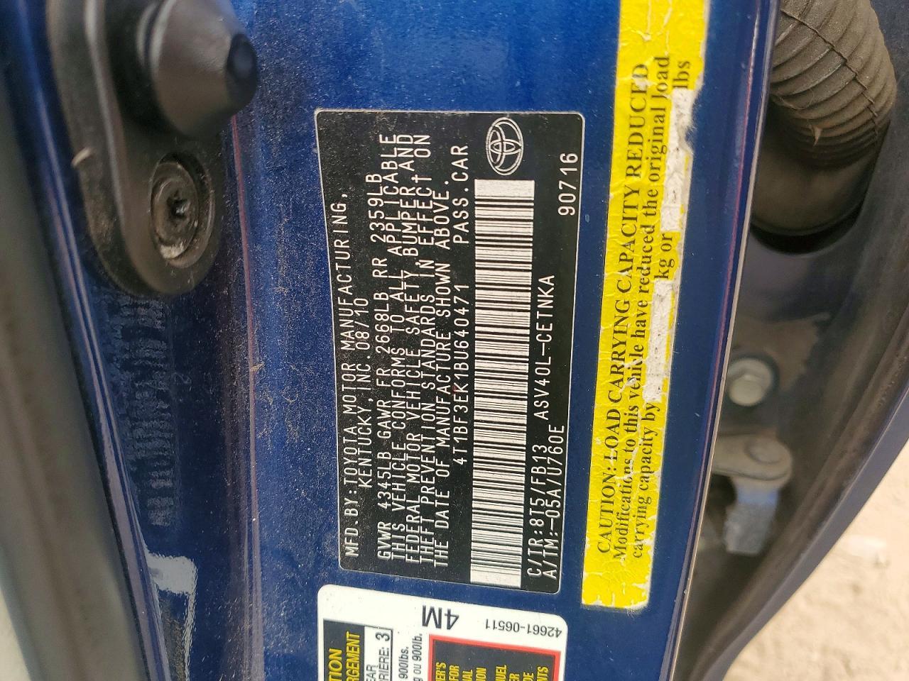 2011 TOYOTA CAMRY