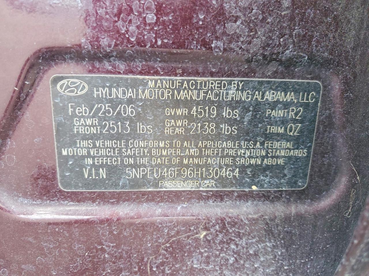2006 HYUNDAI SONATA
