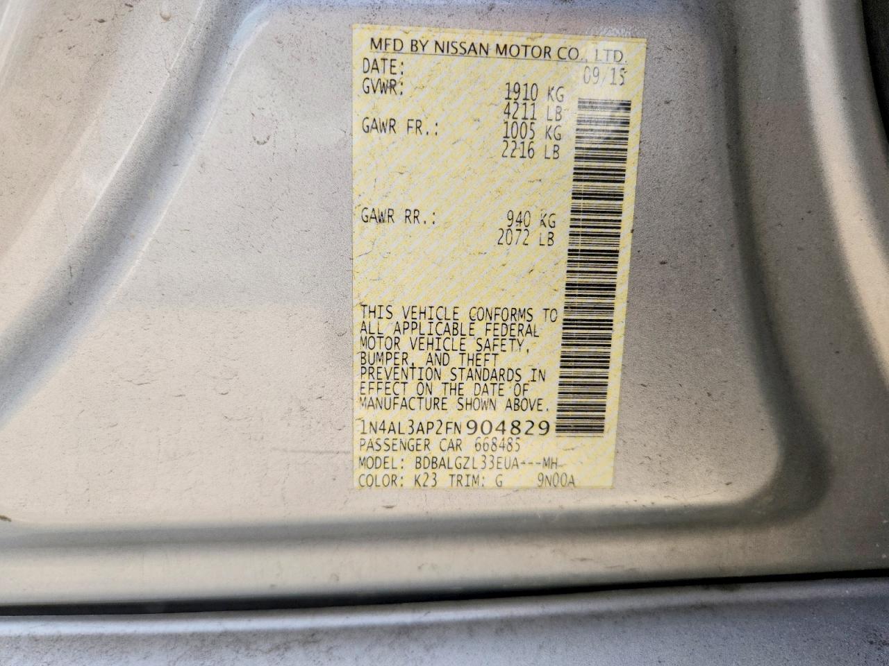 2015 NISSAN ALTIMA