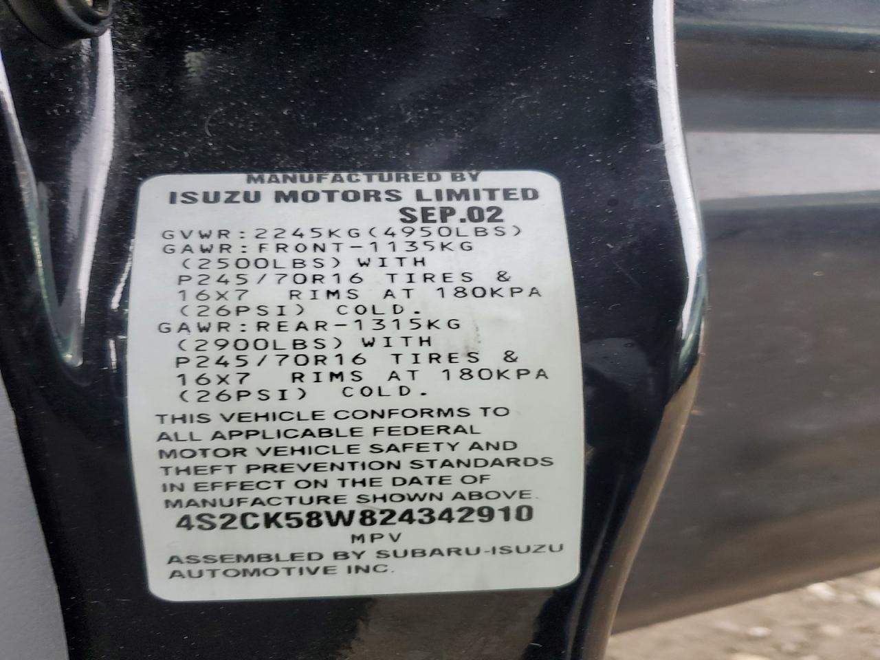 2002 ISUZU Rodeo