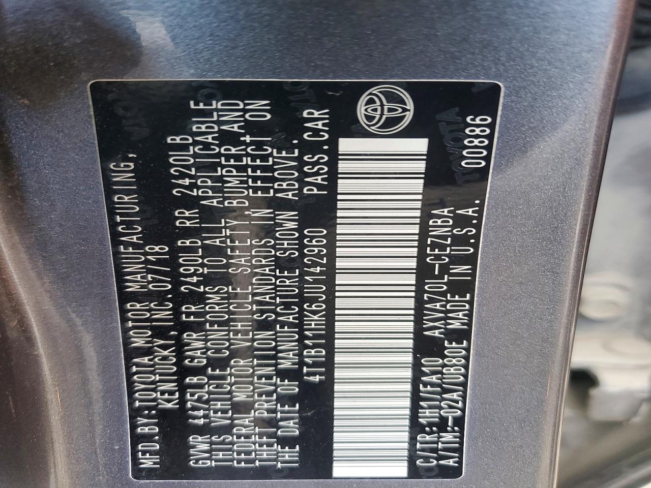 2018 TOYOTA CAMRY