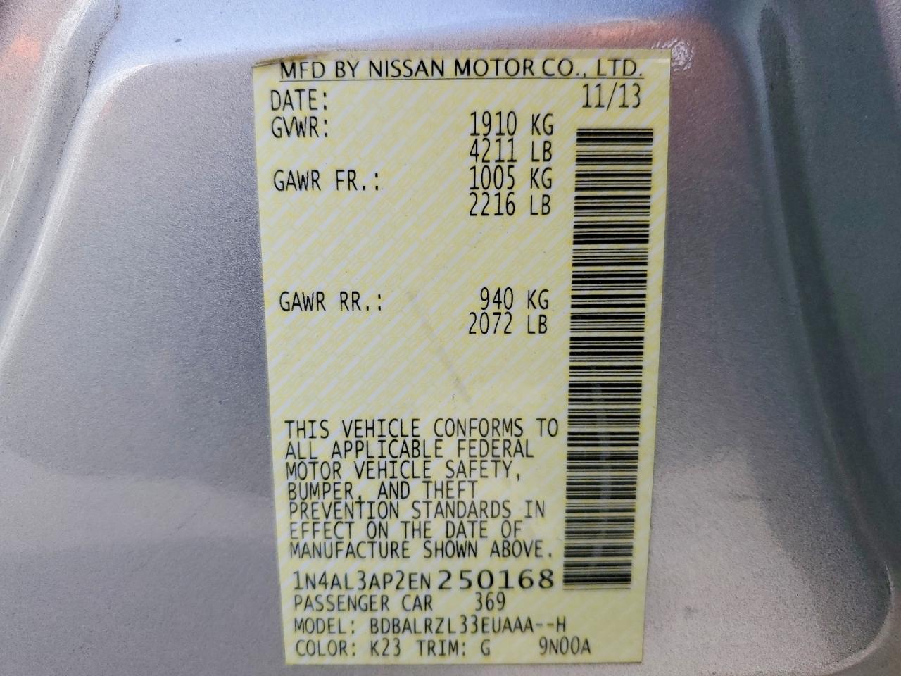 2014 NISSAN ALTIMA