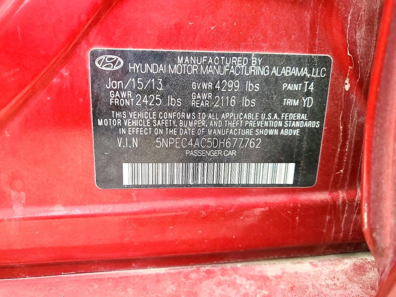 2013 HYUNDAI SONATA