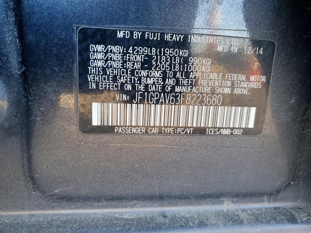 2015 SUBARU IMPREZA