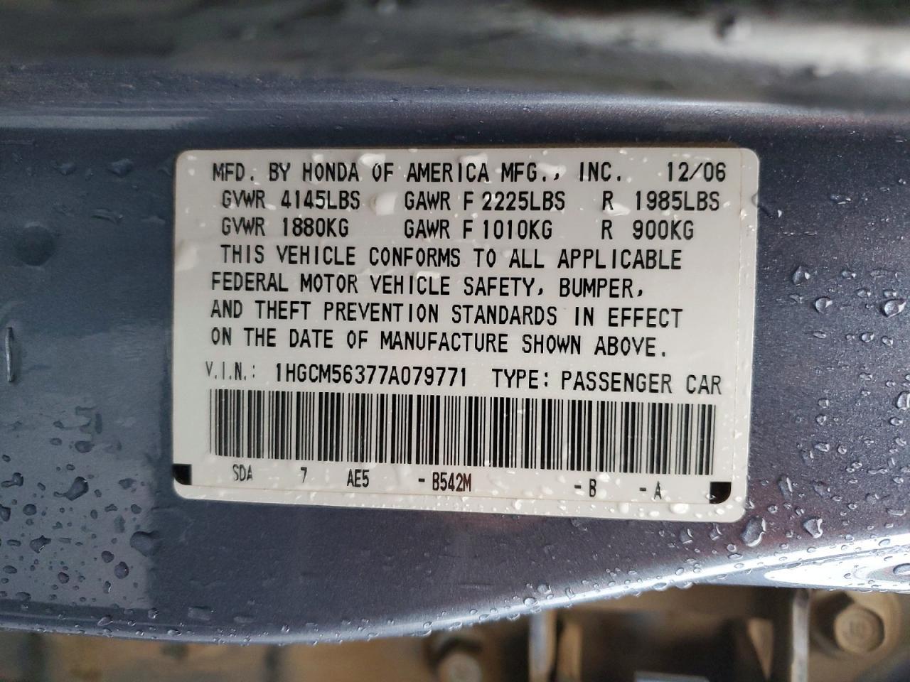 2007 HONDA ACCORD