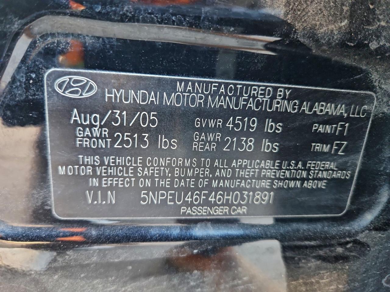 2006 HYUNDAI SONATA