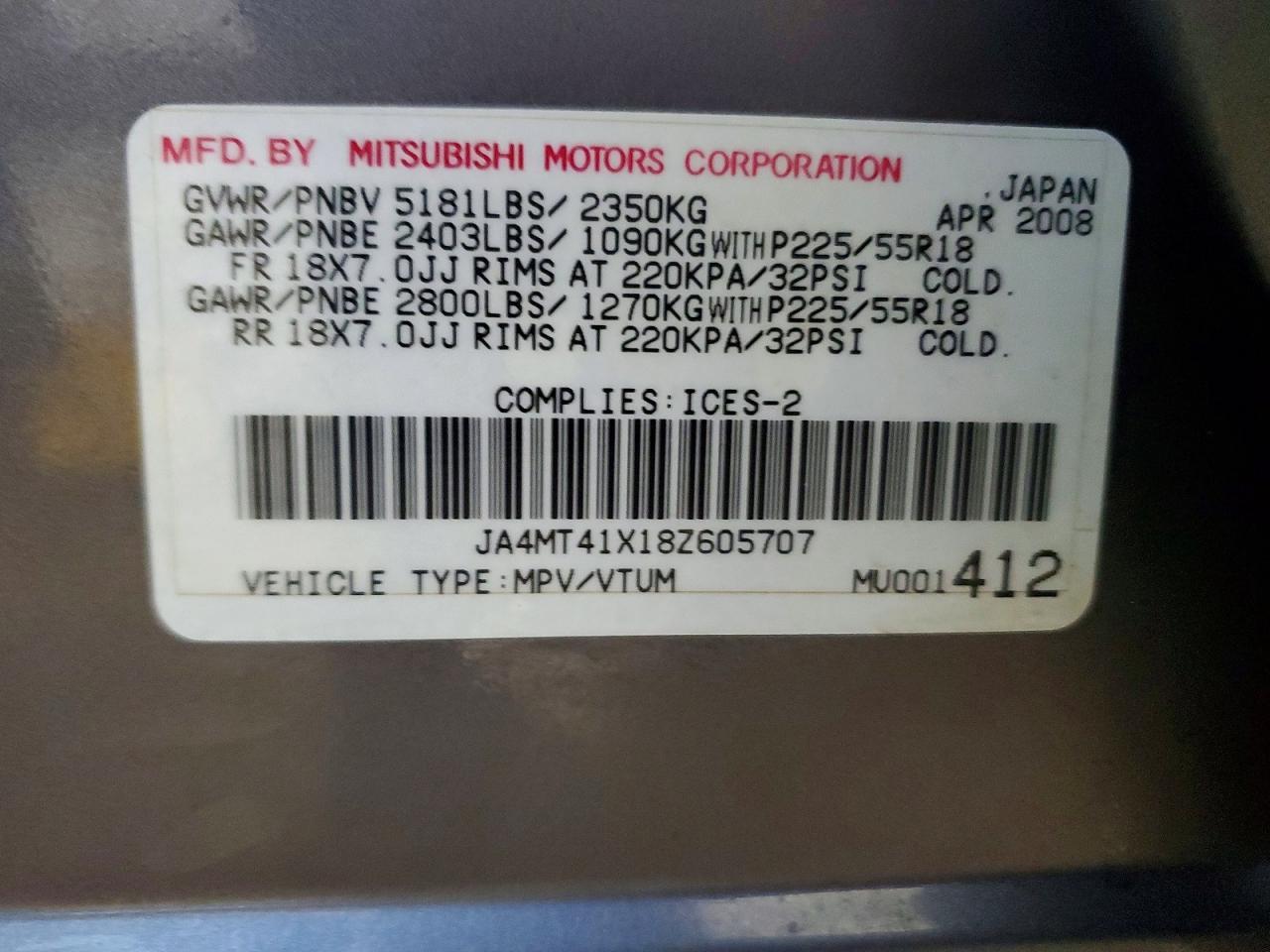 2008 MITSUBISHI outlander