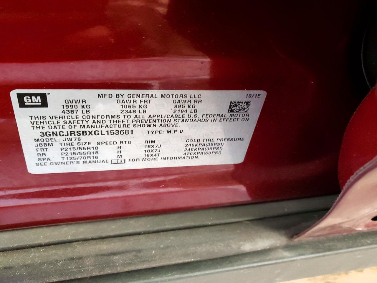 2016 CHEVROLET TRAX