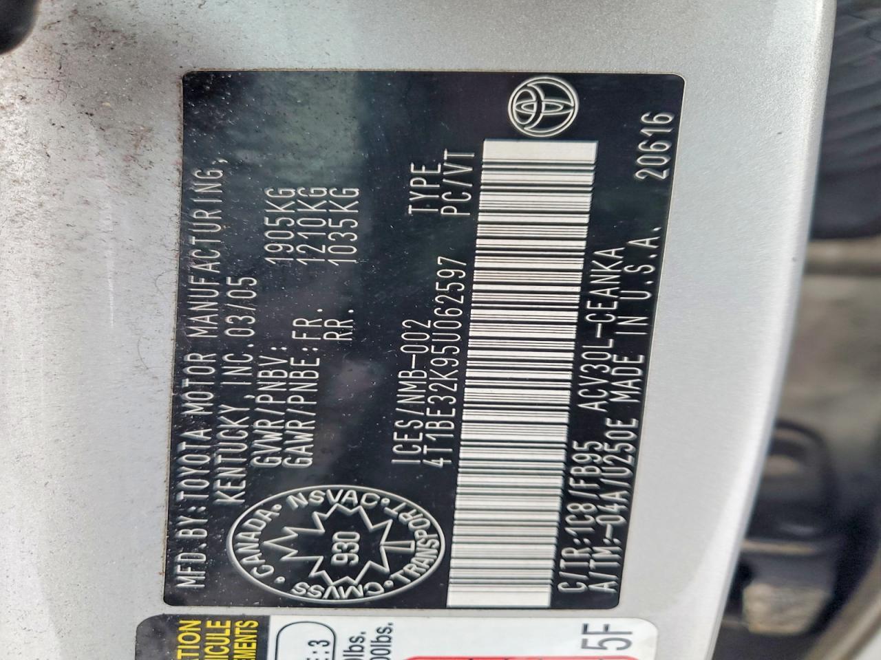 2005 TOYOTA CAMRY
